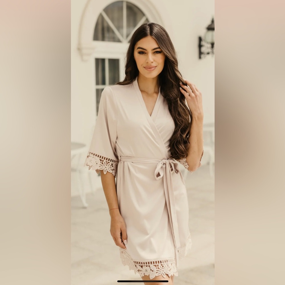 Satin Champagne Maid of Honor robe (short)